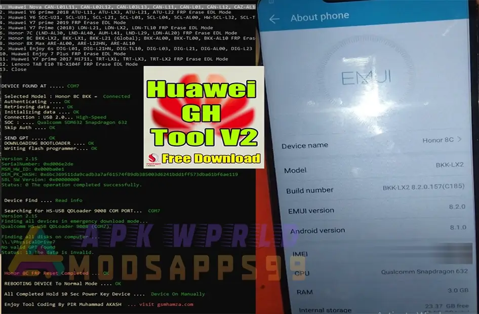 Huawei GH Tool V2 Unlock FRP On Qualcomm Huawei Devices
