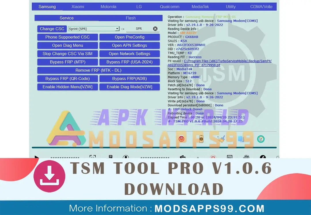 TSM Tool Pro V1.0.6 Unlock New Samsung Phones (A52, Z Flip4, S23+) & More Modsapps99