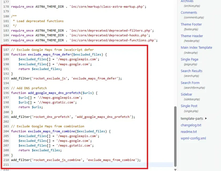 functions.php Code Placement to Fixed Google Maps Not Loading