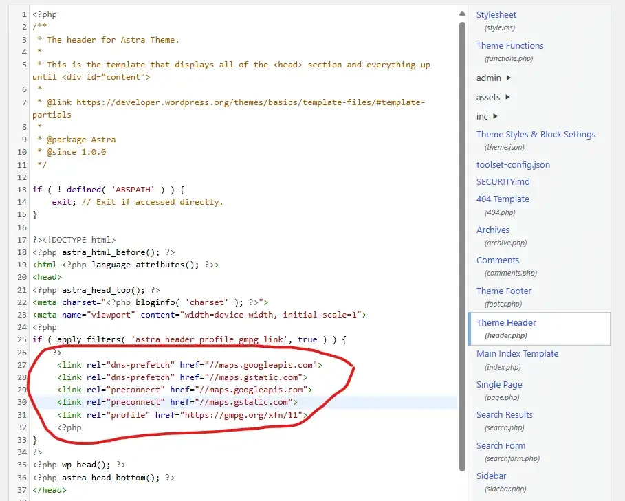 header.php Placement to Fixed Google Maps Not Loading