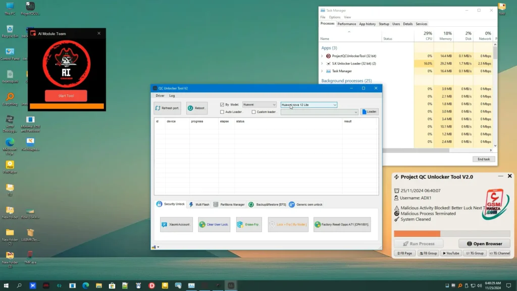 Project QC Unlocker Tool V2 New Setup and Added New Loader Auto Clean Injector and other File