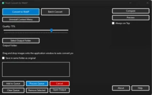 Optimize PNG, JPG, GIF, BMP, TIFF by Converting to WebP Using Neat Convert to WebP v1.0 Windows Tool